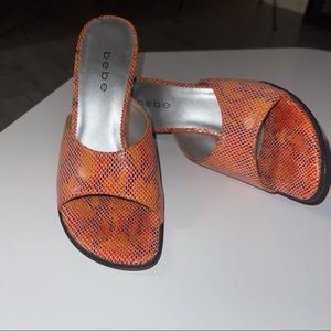 Bebe Orange Mule Heel Sandal
